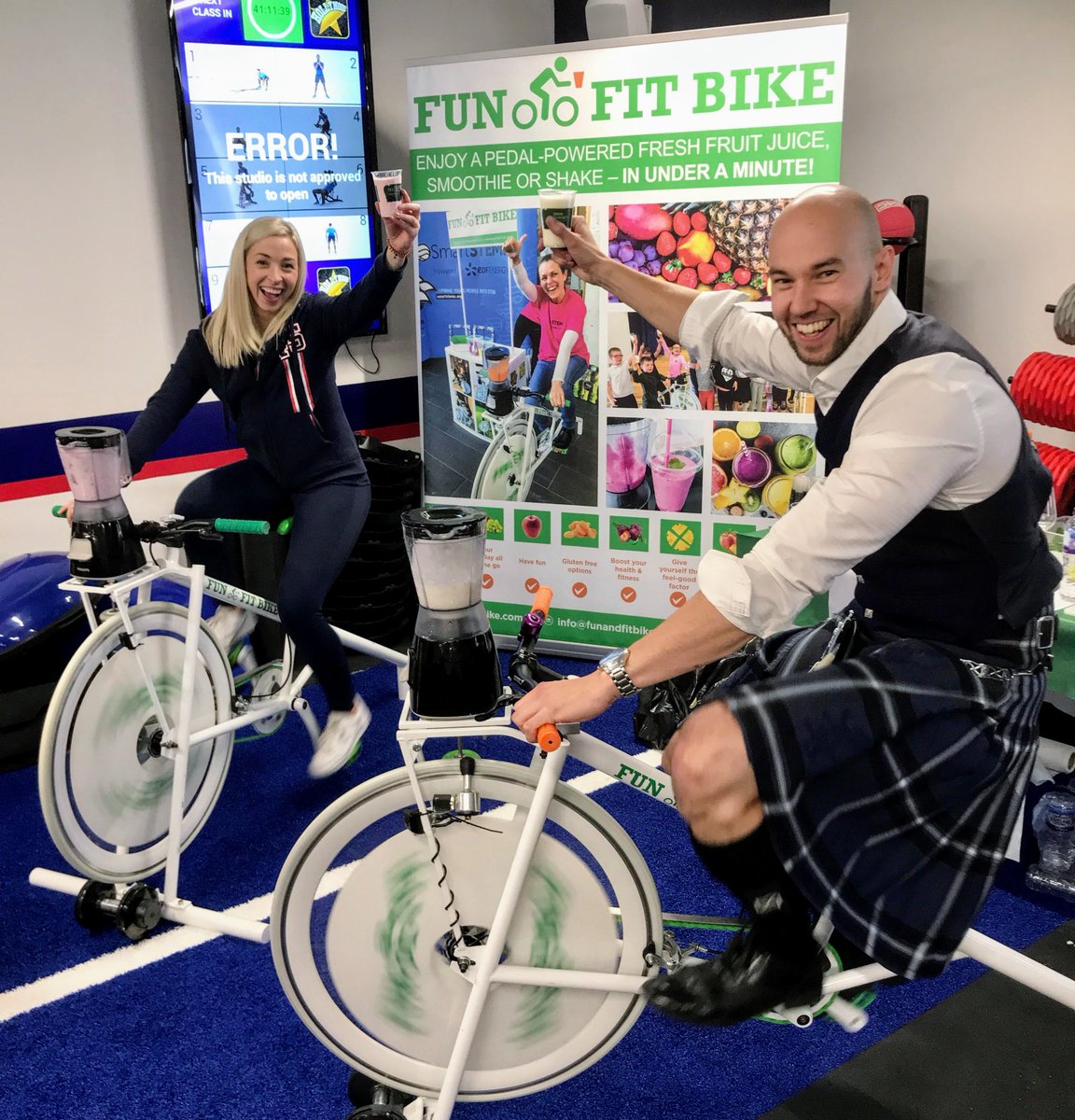 Start your day at COP26 with a healthy pedal-powered fresh fruit smoothie, shake or juice courtesy of Fun and Fit Bike.🚴🍓🍌🍉🍹 We'll come to you. info@funandfitbike.com I funandfitbike.com #cop26