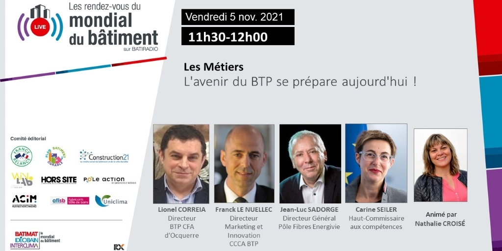 Comment préparer l'avenir du #Bâtiment en formant ses futurs actifs ?
Avec Lionel CORREIA, Franck LE NUELLEC, Jean-Luc SADORGE et Carine SEILER
Pour s'inscrire offer.batiradio.com/inscription-rd…