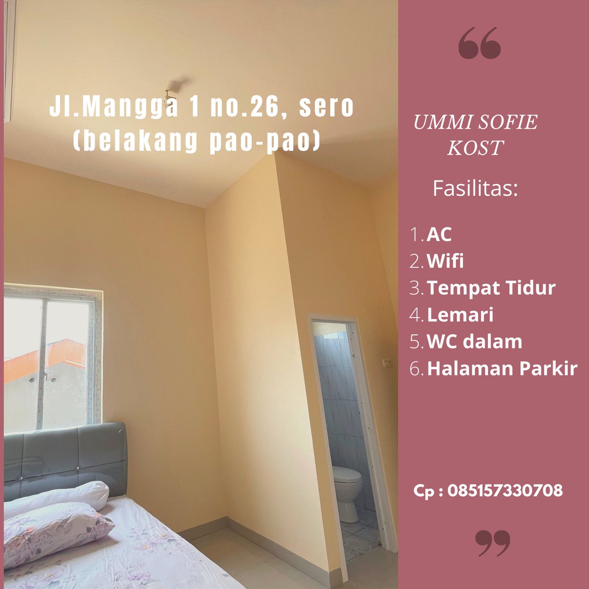 Unfineapple_'s tweet photo. Haiii!! Telah dibuka kos-kosan baru di daerah hertasning baru tepatnya di belakang BTN Pao-pao. Untuk fasilitas dan kontak personnya udah ada di gambar yah!! 

Kost ini juga merupakan tempat yang lumayan strategis karena berdekatan dengan beberapa tempat nongki kesygan anak muda! https://t.co/UD41VPumwg