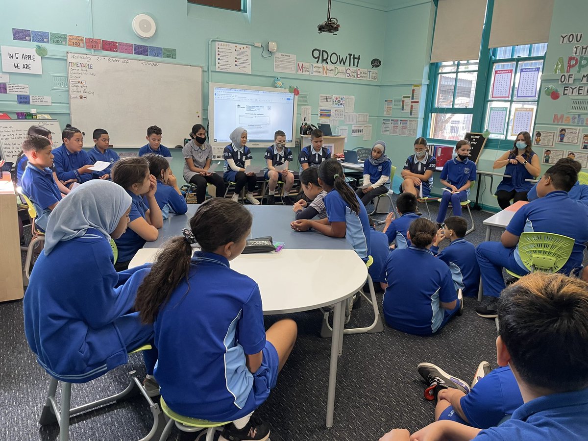 missloz86's tweet photo. Leaders preparing leaders. What better way to settle worries and highlight growth, than to hear it from your peers. Our 2021 leadership team imparting key advice and tips on what to expect in 2022 as a leader at Belmore South PS. I'm so proud of these mini adults! @EHaridimos https://t.co/N1eeVa9ZSv