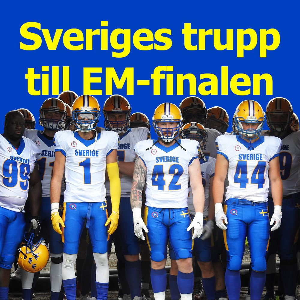 Sveriges trupp - med aktuella tröjnummer - till EM-finalen för herrar på Malmö stadion mot Italien den 31 oktober är spikad och klar!

Se vilka som kommer representera Sverige och köp din biljett till matchen på amerikanskfotboll.com/emfinal2021

#HejaSverige🇸🇪