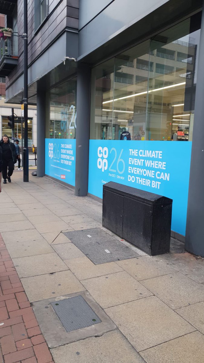 Great to have our Manchester High Street store selected to highlight our commitment for climate action 🌎 Looks fantastic and really stands out #COP26 #ClimateAction #lowcarbon #Coop #Sustainability <a href="/JacksonMills_/">Jackson Mills</a>