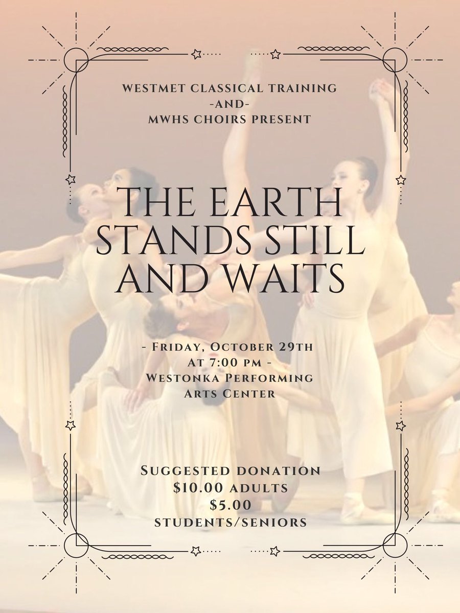 MWHSChoirs's tweet photo. MWHS Choirs and advanced dancers from WestMet Classical Training bring you this unique, surprising, artistic experience. Friday, Oct 29 at 7pm https://t.co/wz2IZCOyVm
