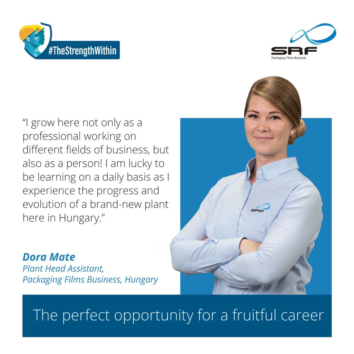 srflimited's tweet photo. We are a brand committed to nurturing #TheStrengthWithin not just professionally, but also personally. Meet Dora Mate from our Hungary Packaging Films Business plant who is a true testament to the #LifeAtSRF.
Apply now -
Website: https://t.co/LiCOQBP7fq
Email: pfb.jobs@srf.com https://t.co/CjCXmDjoeR