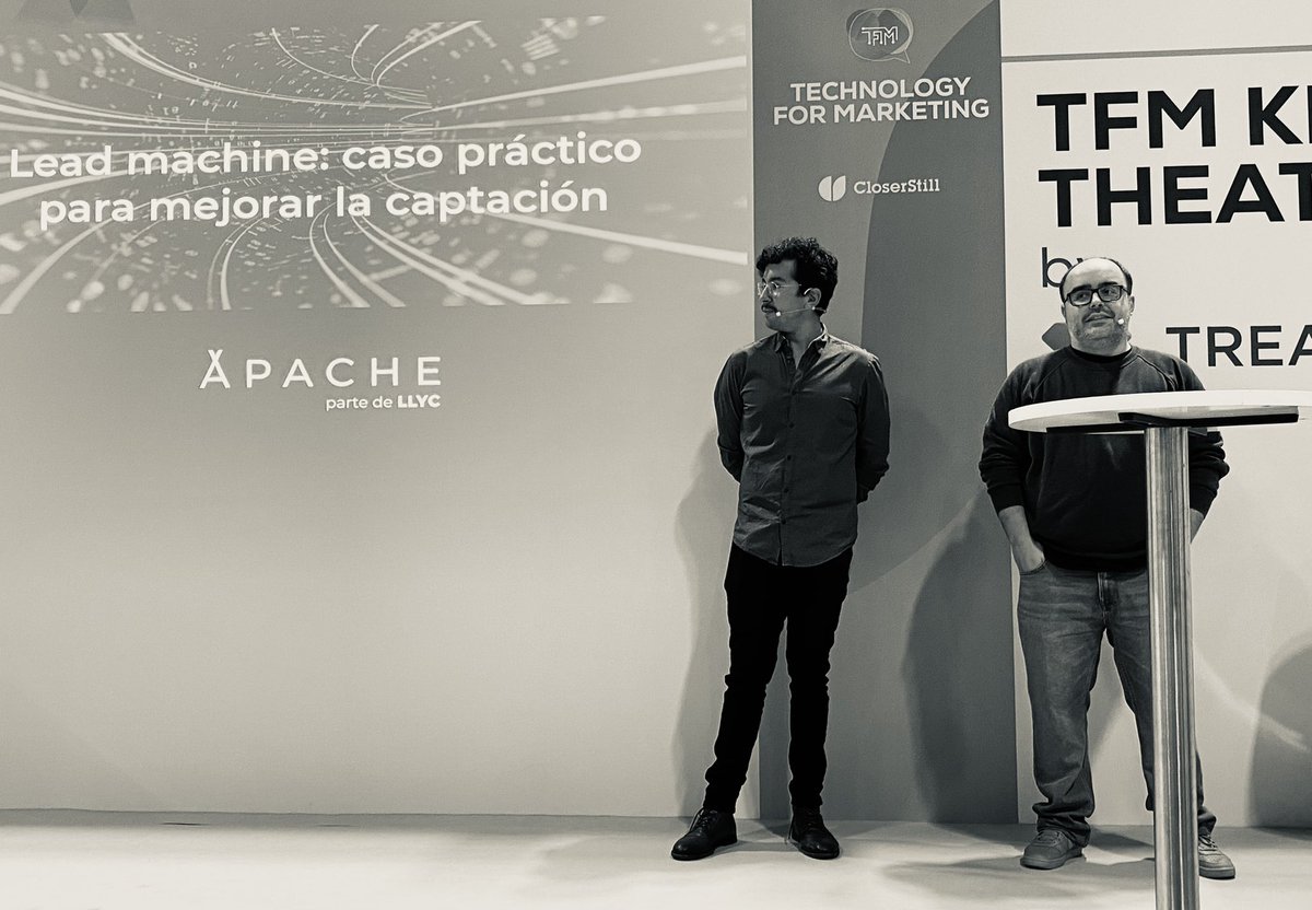 olanoLEYRE's tweet photo. @apachedigital_ en Technology for Marketing. Unión de las fuerzas de Data&amp;Analytics + Paid para sacar lo mejor en captación de manera inteligente #TFMMadrid https://t.co/9afRjLynOb