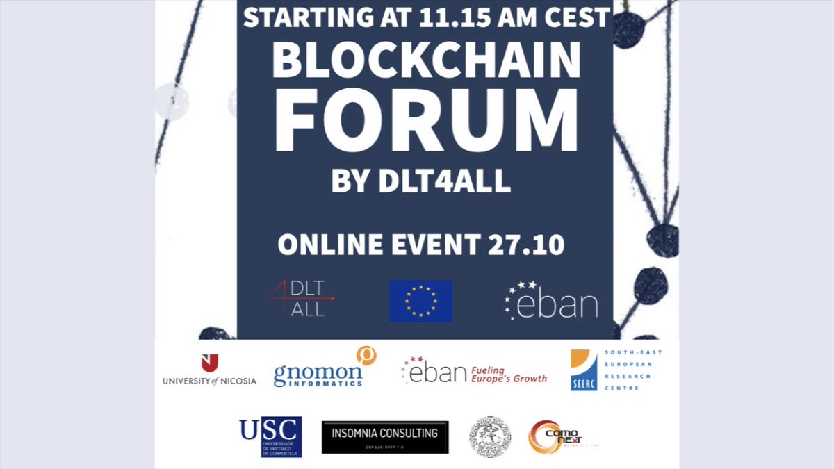 The #DLT4ALL Final Conference has just started with many great speakers. Don’t miss it out! 
Join us at: us02web.zoom.us/j/89993501534
#blockchain