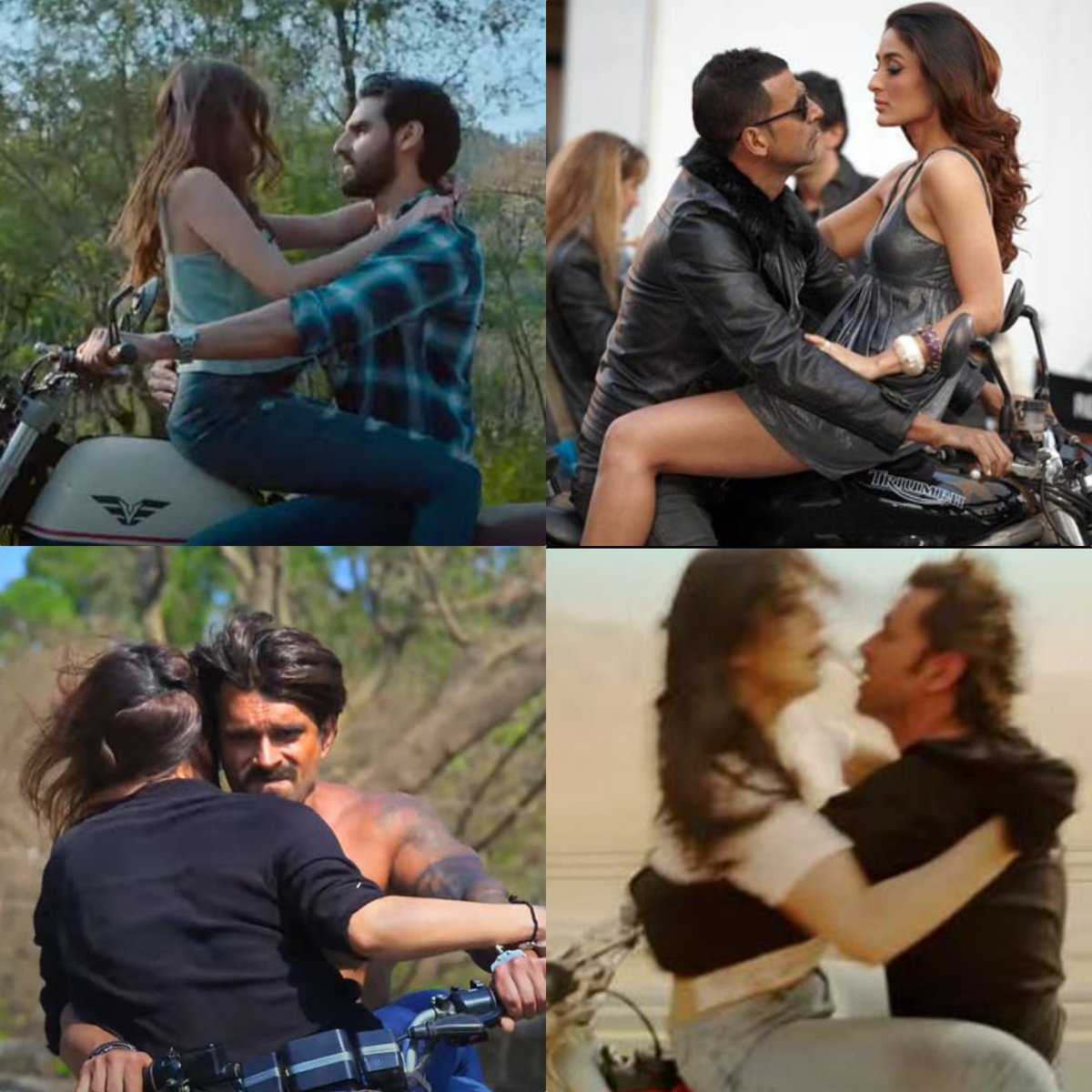 glamsham's tweet photo. Who did it better also tell us name of the film?π
A)Ahan Shetty - Tara Sutaria
B)Akshay Kumar - Kareena Kapoor Khan
C)Karan Singh Grover - Sagarika Ghatge
D)Hrithik Roshan - Katrina Kaif
#glamsham #ahanshetty #tarasutaria #akshaykumar #kareenakapoorkhan #bikescene #Bollywood https://t.co/ZbvLka6cjx