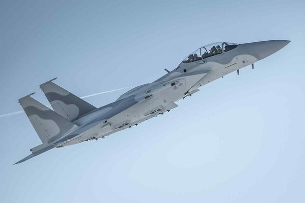 CoronetEast's tweet image. The first Qatari Emiri Air Force delivery flight of F-15s just departed from St. Louis International Airport #KSTL as #RETRO61 flight. They were cleared to Bangor #KBGR.