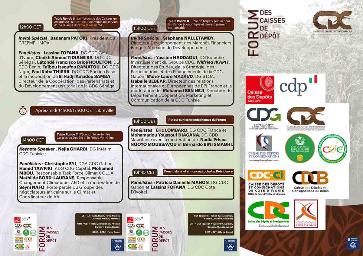 ForumCaisses's tweet photo. 🗓️Retrouvez le programme de la 6ème édition de la Conférence internationale du Forum des Caisses de Dépôt ⬇️ https://t.co/mKMA9isLNV