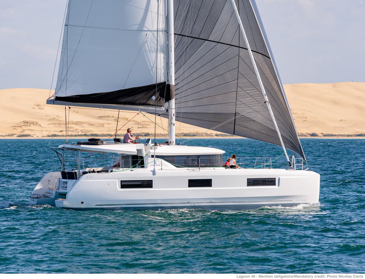 LAGOON 46
#Bareboat #Catamaran | Length: 13.99 m #46feet
A #sailingcatamaran which is available for crewed charters in Greece. Comes with #6cabins and 4 toilets, ideal for group of 10.
#lagoon46 #lagooncatamarans #catamaranchartergreece #catamaranboatgreece  #nautiliacatamaran