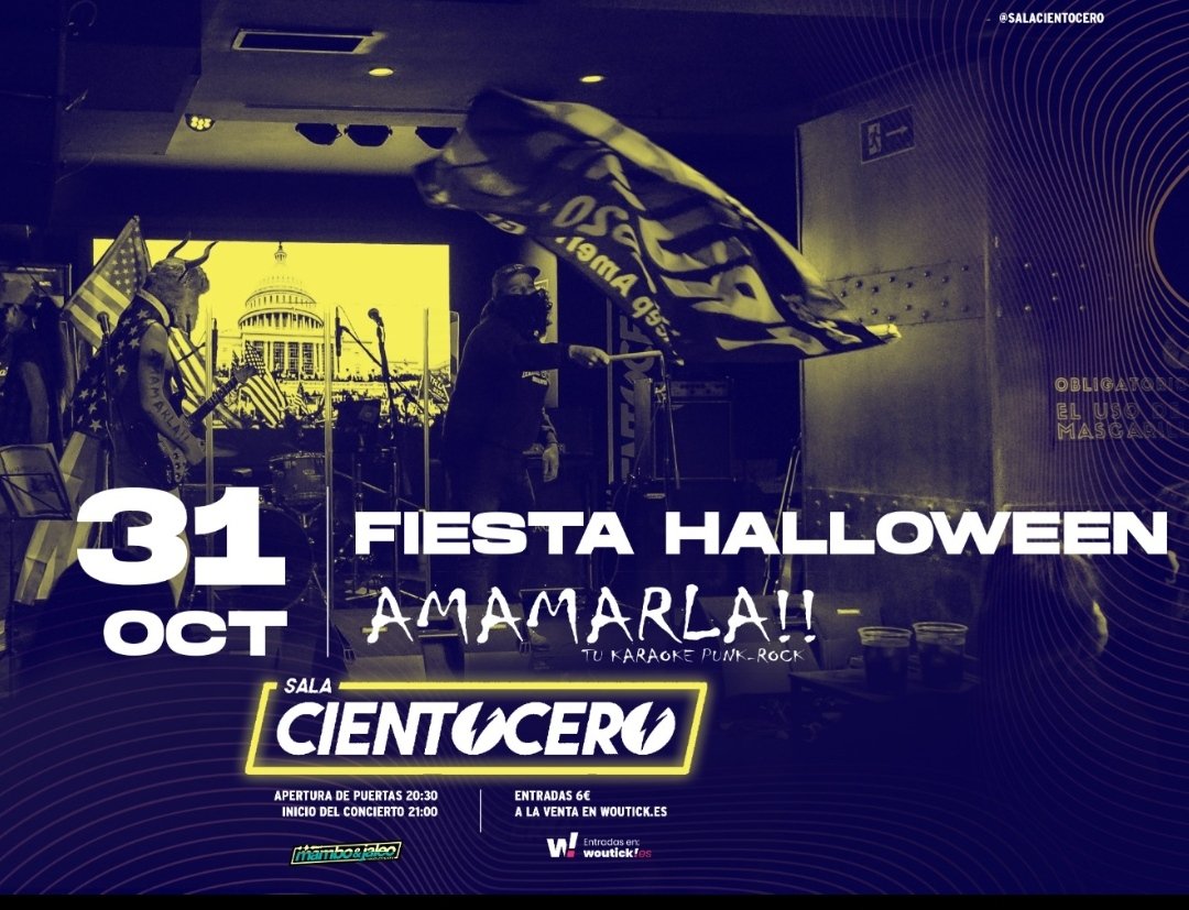 aaamamarla's tweet photo. Domingo 31 de Octubre a las 20:30, Sala Cientocero  Fiesta Hallowiiiiiiiiiiiin, se recomienda acudir disfrazado para más jolgorio de los asistentes.. Amamamaaaaarlaaaa!!
Entrada anticipada 6€    
Entrada      Taquilla 8€ 

https://t.co/f28ZdbG6sj
#dondeestaantoñito
#amamarla https://t.co/dyFuLqO149