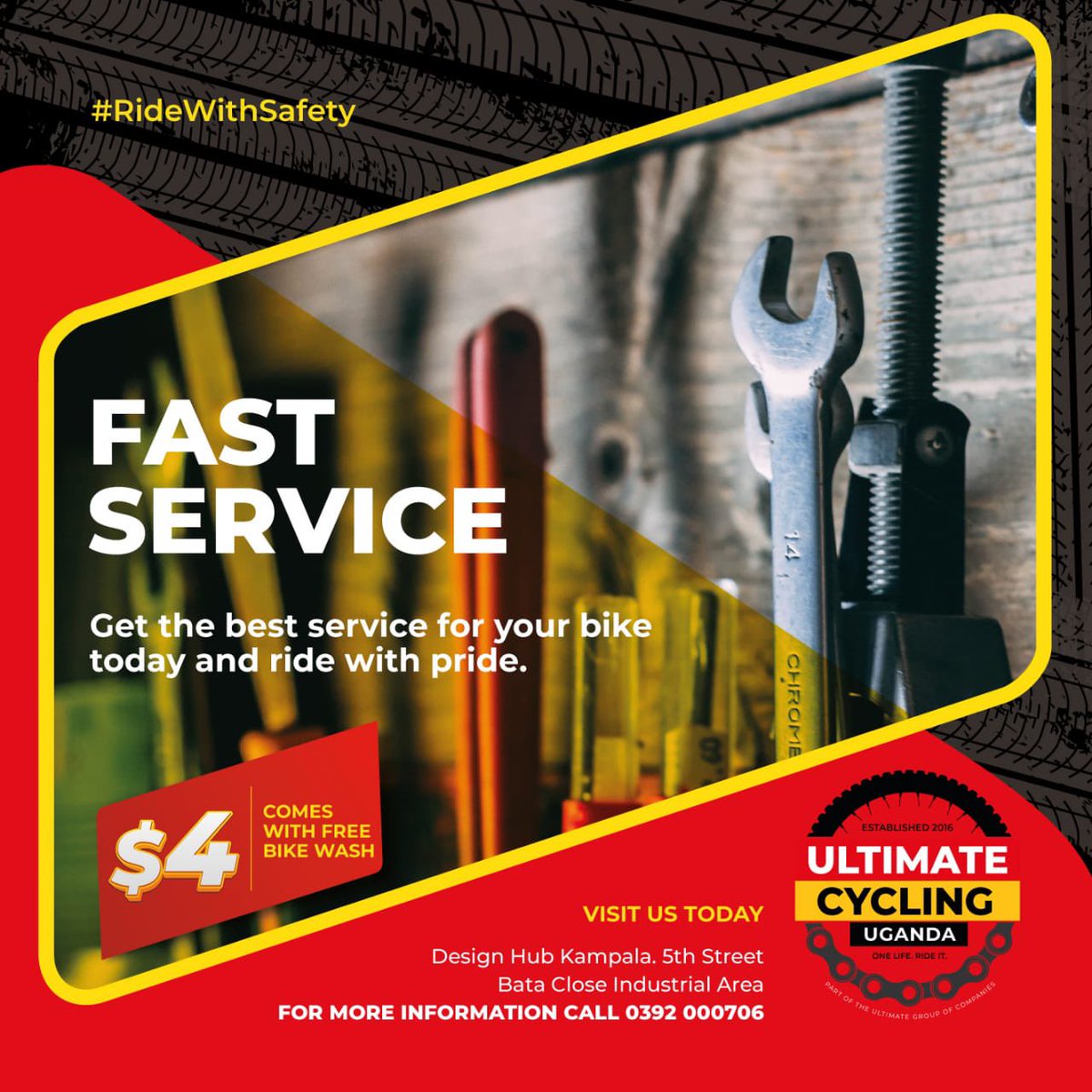 UCUganda's tweet photo. We know speed is important to our riders so we guarantee quick servicing of your bike to keep you riding smoothly. 

Our $4 servicing comes with a free wash too. Call 0392000706 to get yours. 

#UltimateCycling #RideForLife https://t.co/Eml6ScnsRL