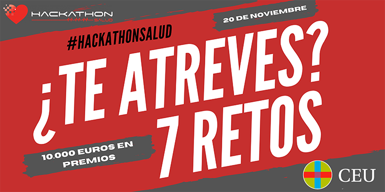ingenieriaCEU (@ingceu) on Twitter photo El 20 de noviembre se celebrará la sexta edición de #HackathonSalud organizado por <a href="/comsalud/">COM SALUD</a>, <a href="/AieSalud/">Asociación de Innovadores en eSalud (AIES)</a> y la <a href="/USPCEU/">Universidad CEU San Pablo</a> ; 10.000 € en premios tanto para ideas como para proyectos en desarrollo. Inscripciones hasta el 15 de noviembre:
hackathonsalud.com El 20 de noviembre se celebrará la sexta edición de #HackathonSalud organizado por <a href="/comsalud/">COM SALUD</a>, <a href="/AieSalud/">Asociación de Innovadores en eSalud (AIES)</a> y la <a href="/USPCEU/">Universidad CEU San Pablo</a> ; 10.000 € en premios tanto para ideas como para proyectos en desarrollo. Inscripciones hasta el 15 de noviembre:
hackathonsalud.com