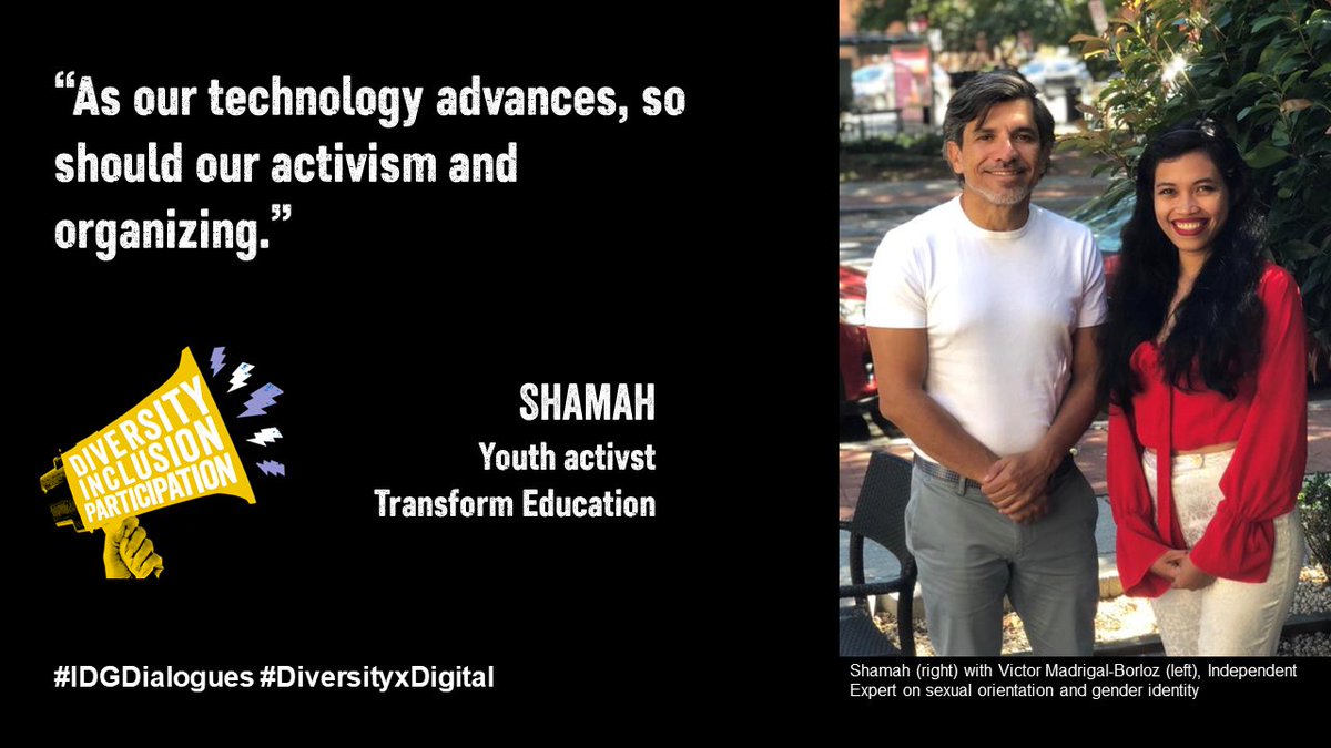 PlanUNGeneva's tweet photo. In case you missed it, here is a highlight from Shamah @UNGEI in one of our #IDGDialogues!

Click this link to watch the dialogue 👇
https://t.co/a1cHSay6PV 

#LGBTQIA #FreeToBeOnline #DiversityXDigital #IDG2021 https://t.co/XtcEx2Cf98