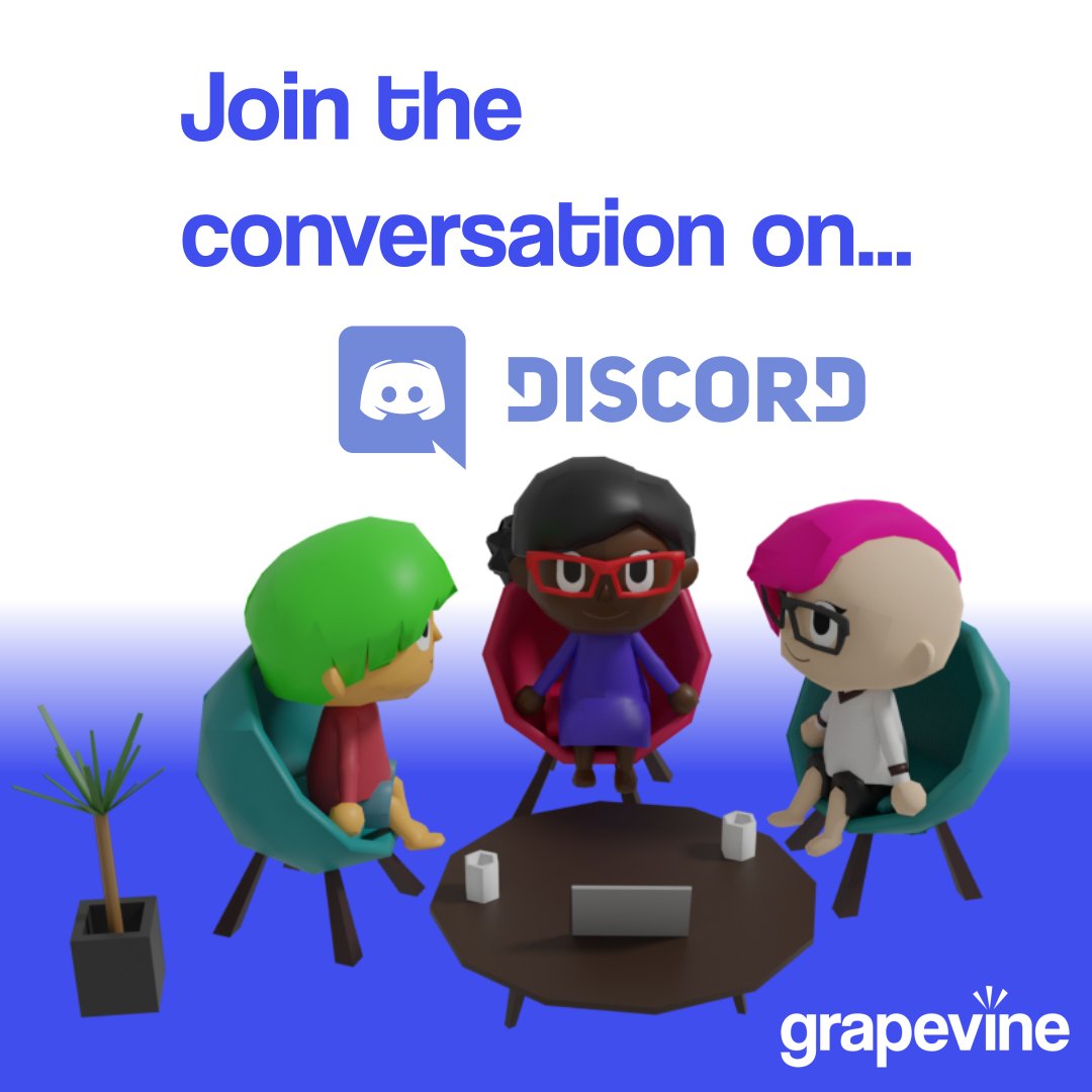 Join our Discord server! We're building a community around Grapevine and want to hear about what people want to see in the remote work #metaverse discord.gg/hzjFgfzg #remotework #remoteteams