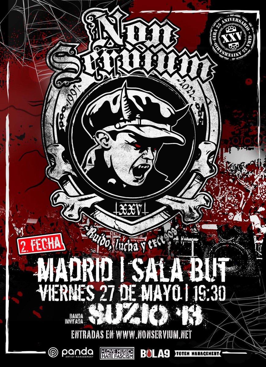 🔥🔥Nos vemos en MADRIZ!! nueva fecha de los enormes <a href="/NonServium_Army/">Non Servium</a> y <a href="/Suzio13/">Suzio13</a> estaremos acompañando el 27 de Mayo en <a href="/SalaBut/">BUTMADRID</a>
ENTRADAS EN: NONSERVIUM.NET
#nsa #nonservium #antifascista #antiracista #CONCIERTOS #streetpunk #punkrock
