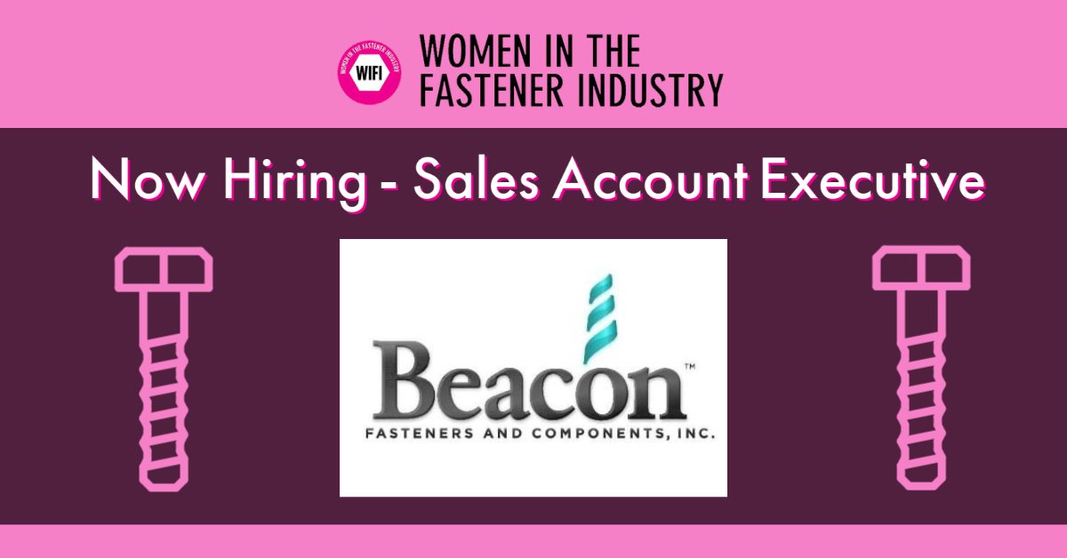 fastenerwomen's tweet photo. Beacon Fasteners and Components is hiring for a Sales Account Executive!
If you or a #FastenerWoman you know is interested in this position, click here to read the full job description and apply:
https://t.co/OTc9rmgUOM https://t.co/5KwZZGhvBM