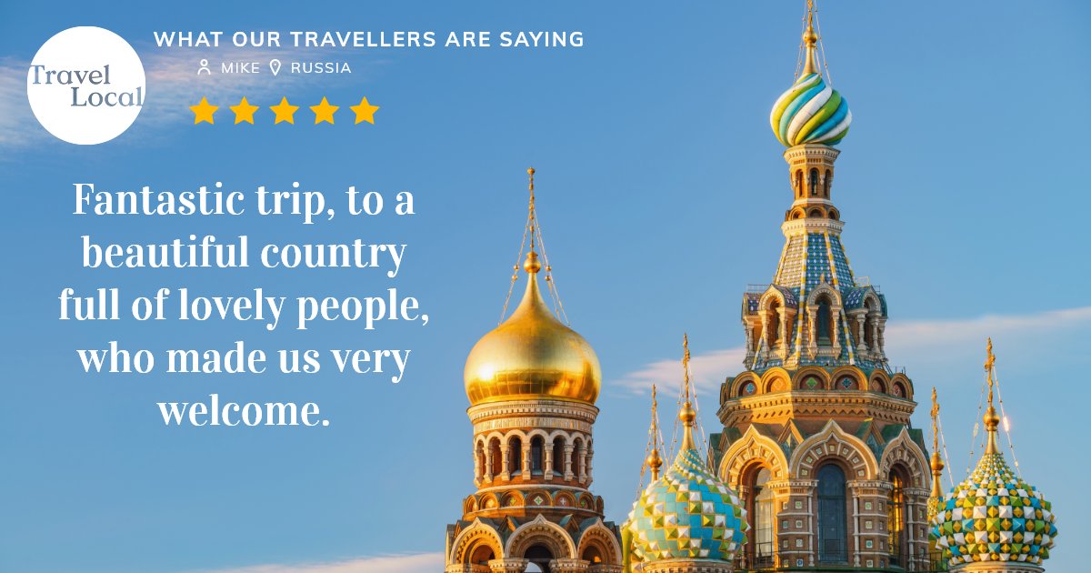 'Sasha was our Moscow guide, she was great, brilliant English, really got our wavelength, great in every way. St Petersburg was equally good, the knowledge that they have is amazing, I really felt in good hands the whole time.' 👤Mike 🌍 Russia