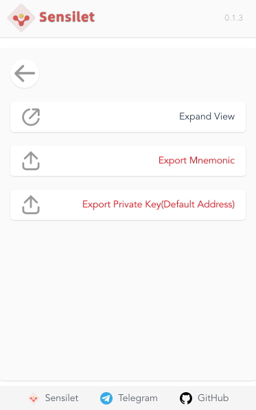 sensilet's tweet photo. Sensilet-v0.1.3 is arriving!

- Support Single Private Key 
- for Mnemonic (12-words)
+ Export on the 'Settings' page
+ Additional Passphrase (optional)
+ Custom Derive Path
- MC tokens are now spendable
- Better responsiveness for token list
- UI layout &amp; logo refinements https://t.co/6LItpyscxy