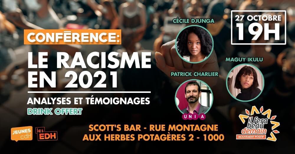 M_Opaline's tweet photo. Ce soir ⚠️ au Scott’s Bar avec @ceciledjunga @CharlierUnia et #MaguyIkulu ✊🏼 Analyse, témoignages, le racisme en 2021, c’est quoi ? Bien évidemment ouvert à toutes et tous !! ✊🏾✊🏼✊ #Bruxelles #Racism #CecileDjunga #BLM https://t.co/QlQlzhHzwE
