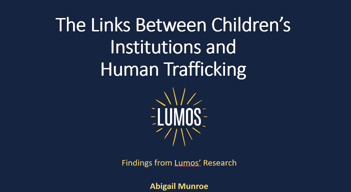 lumos's tweet photo. @abimunroe from @lumos is talking about The Links Between Children’s Institutions and Human Trafficking: evidence across Europe shows that many institutions are set up to recruit children, including children with disabilities. https://t.co/S2VFg0ukT1