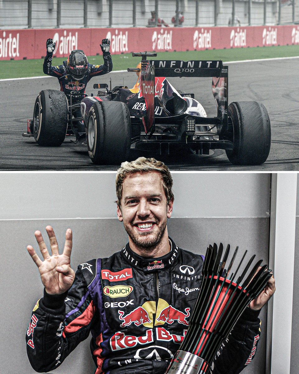8 years ago today, Sebastian Vettel won his fourth consecutive world title, giving us one of the most iconic images in F1 history 🤩📸