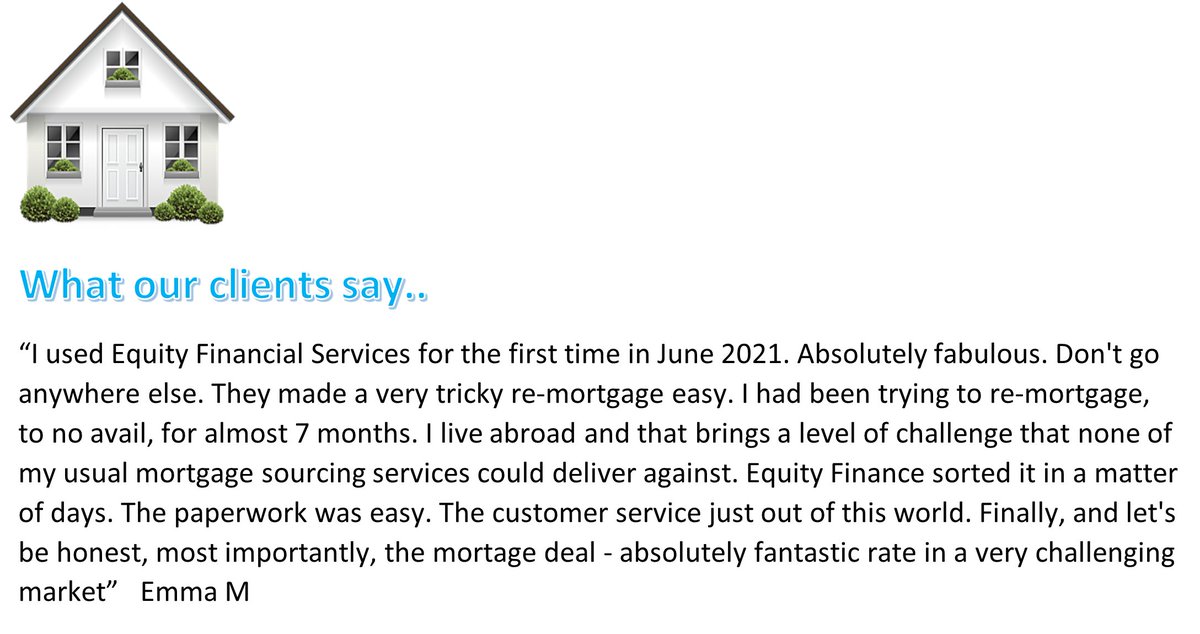 equity_fs's tweet photo. Another great testimonial from a happy client 😊 Living abroad? No problem, we can help smooth out the challenges for all your mortgage needs.  #happytohelp #mortgages #livingabroad https://t.co/h1smqD2jmL