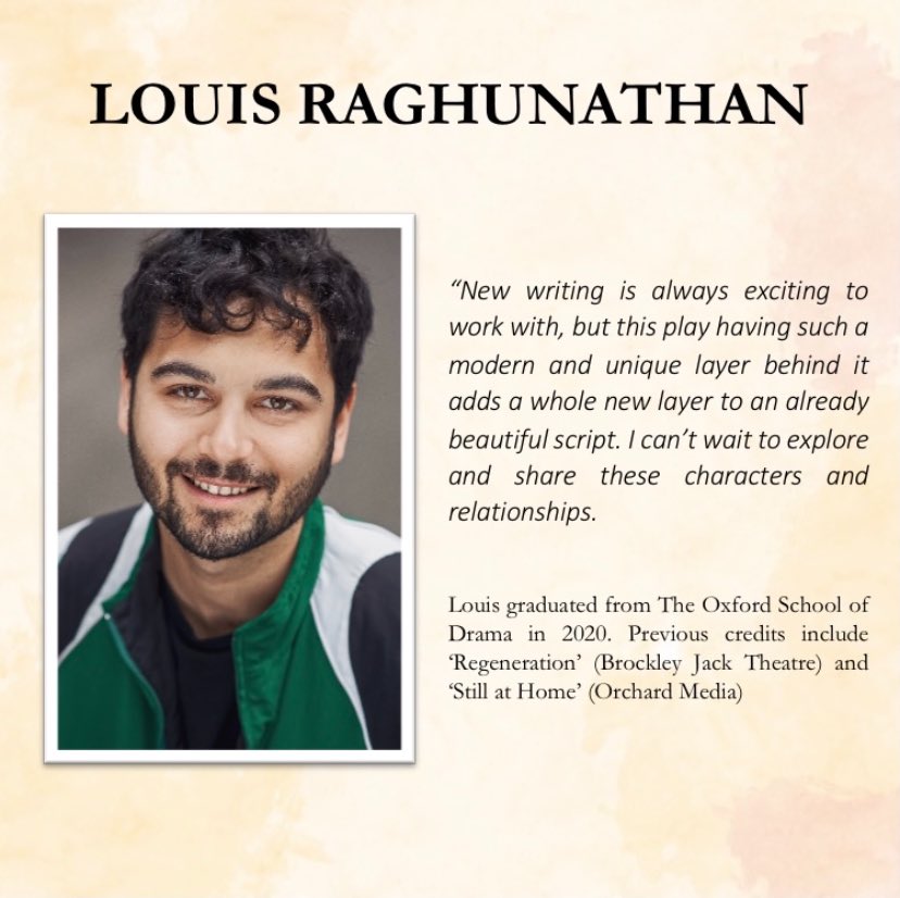 💡Spotlight on💡…
Louis Raghunathan!! 

One of our four incredible actors on the OLF team! 

#ourlastfirst #uniontheatre #newwriting