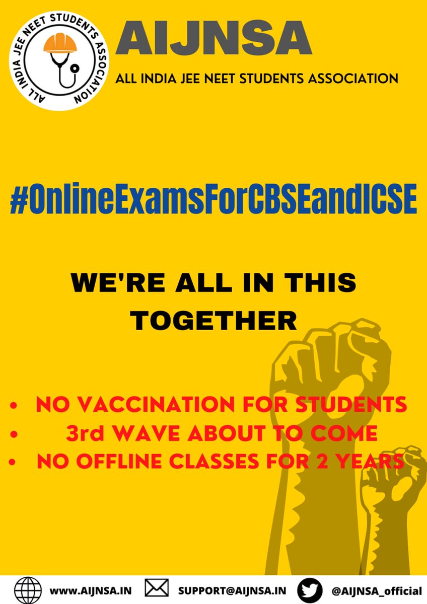 IamSaurav_1's tweet photo. Our county had already faced a very tough time during covid in recent times. Then why boards are forcing students for offline exams?
Students Demands
#GoHybridCBSEandICSE
#OnlineExamsForCBSEandICSE 
@cbseindia29 @EduMinOfIndia @PMOIndia @ndtv @aajtak @News18India  @ZeeNews https://t.co/K8P0C05zMg