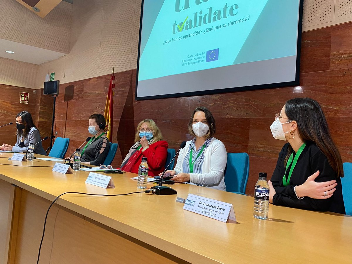 ToValidate's tweet photo. Starting second part of the Conference, 
the main learnings form the building of the skills cards

Speaking at the panel:
👉 Simona Simon, @UPTimisoara 
👉 @AngelaProfess #FundatiaProfessional
👉 @blevef1 #SSMLPisa
👉 @Tatjana Knapp, @zavodrisa 

#ErasmusPlus #T2V #Train2validate https://t.co/xxyMKRyCTq