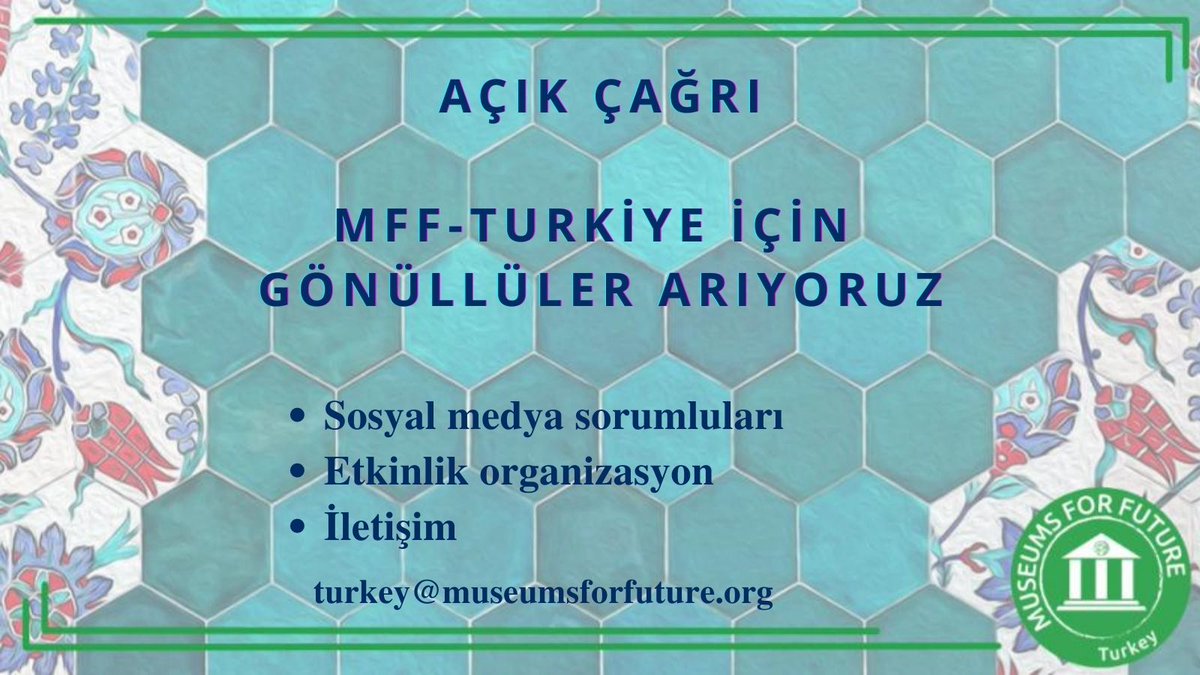 museums4future's tweet photo. 1-Merhaba Türkiye, [English below - About MFF] 

Bu hafta Çarşamba açık çağrımız ile çıkıyoruz. Bunun için de #MFF #Hakkında kısa bilgi paylaşalım istedik. https://t.co/5Yeb3PFDr9