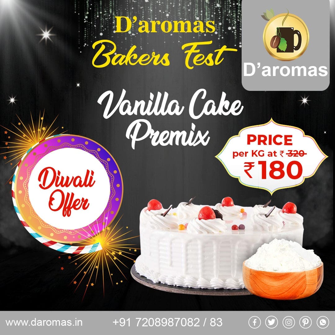 daromascoffee's tweet photo. We are back with Bakers Fest with the outstanding special offer!! 😍 Diwali Offer for Vanilla Cake Premix at Rs.180 per kg only. Order now!!
.
.
📞+91 7208987082/83
🌐https://t.co/U2nf9rBdu8
.
.
#coffeetime #vanillacake #vanillacupcake #vanillacupcakes #vanillacakes https://t.co/pIwVVAh0kL