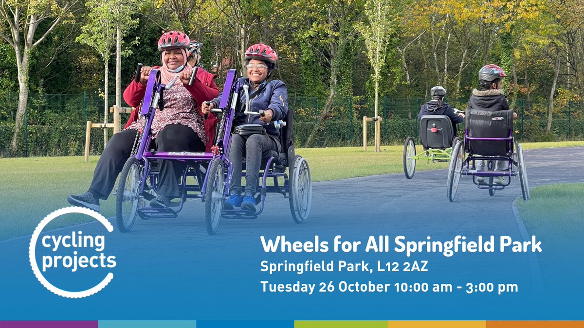 Thanks to everyone who attended our Wheels for All sessions at #SpringfieldPark yesterday. A great turnout and lots of happy faces on cycles! 

Missed out or want another go? You can book to join us at any of our centres here:  tinyurl.com/WFA-Merseyside
#AdaptedCycles #WheelsForAll