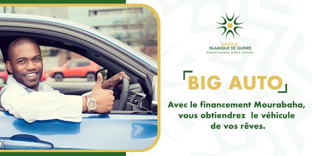 banque_i_Guinee's tweet photo. BIG AUTO
Votre rêve c'est d'avoir une belle voiture?
Le notre, c'est de vous satisfaire.
Et si nous les réalisions ensemble pour en faire une réalité?
Rendez-vous en agence #BigGuinée.
#banqueislamique #financeislamique #PretAuto #Financement #guinee https://t.co/iAca2SsPYu