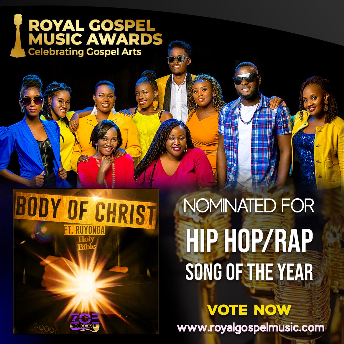 Remnant Revolution (@remnantrevolt) on Twitter photo Body Of Christ by Zoe Melodies nominated for HIP HOP/ RAP SONG OF THE YEAR in the Royal Gospel Music Awards <a href="/rgmawards/">ROYAL GOSPEL MUSIC AWARDS</a>
Click the link below to VOTE "Body of Christ" in category 27, as many times as possible!!
royalgospelmusic.com/awards.html
#ZoeMelodies
#BodyOfChrist
#GreaterLove Body Of Christ by Zoe Melodies nominated for HIP HOP/ RAP SONG OF THE YEAR in the Royal Gospel Music Awards <a href="/rgmawards/">ROYAL GOSPEL MUSIC AWARDS</a>
Click the link below to VOTE "Body of Christ" in category 27, as many times as possible!!
royalgospelmusic.com/awards.html
#ZoeMelodies
#BodyOfChrist
#GreaterLove