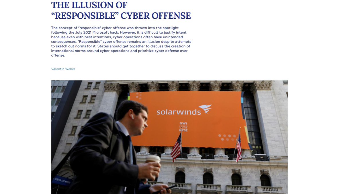 dgapev's tweet image. #solarwinds &amp;amp; #microsofthack stirred discussions about responsible #cyberoffense. As cyber operations may have unintended consequences, states should discuss international norms &amp;amp; prioritize #cyberdefense over offense, argues @weberv_. Read his commentary on.dgap.org/3ntJGIA