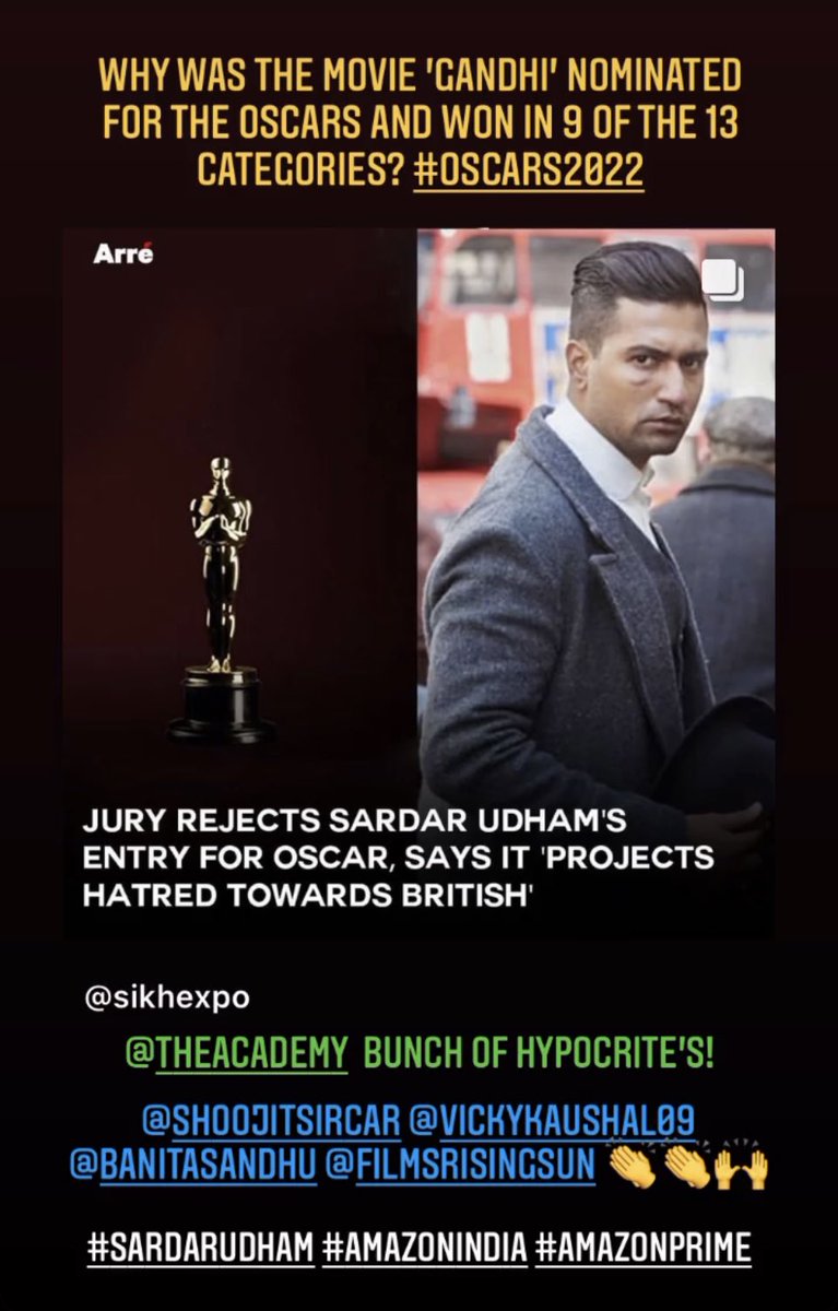 #sardarudham #Oscars2022 <a href="/TheAcademy/">The Academy</a> > #Hypocrites <a href="/vickykaushal09/">Vicky Kaushal</a> 👏<a href="/BanitaSandhu/">Banita Sandhu</a> 👏<a href="/PrimeVideoIN/">prime video IN</a>