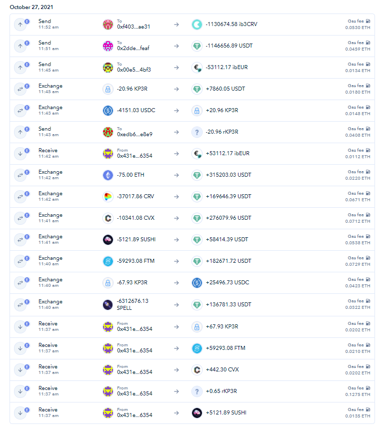 WuBlockchain's tweet photo. The address marked as Andre Cronje (0x431e81e5dfb5a24541b5ff8762bdef3f32f96354) sold some assets today, including 75ETH, 37017.86CRV, 10341.08CVX, etc. At present, the value of the wallet address exceeds 900 million US dollars, most of which are in DeFi and FTM. https://t.co/gHeuYAFI3y