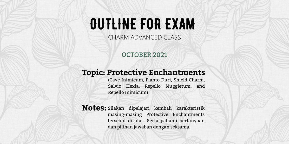 ㅤ
O.W.L
October 2021
Outline for Charm Advanced Class

💌 皆さん頑張ってください ! (´｡• ᵕ •｡`)
ㅤ