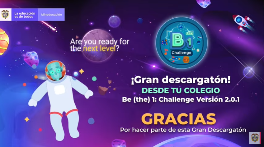 Mineducacion's tweet photo. Si no viste la descargatón de la aplicación #BeThe1Challenge, puedes ingresar a nuestro canal de YouTube para ver la transmisión ➡️ https://t.co/SQBF4x1ru9

Invitamos a los docentes y estudiantes a hacer uso de esta herramienta para el aprendizaje y fortalecimiento del inglés📲🗣️ https://t.co/vEkesZ1PlG