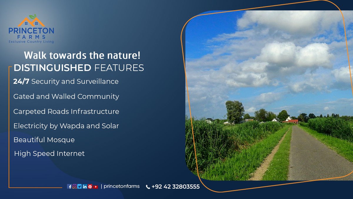 PrincetonFarms's tweet photo. Equipped with top quality services and amenities, Princeton Farms brings you a golden opportunity to own your farmhouse away from the busy city life and into the peaceful community life.
#CountryLife #StandardLiving #Farmhouse #2Kanal #ShoaibAkhtar #NaumanNiaz #Punjab https://t.co/Zu9MtzQNor