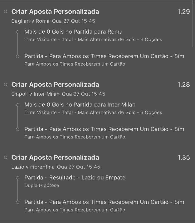 Mais uma tripla do Campeonato Italiano
Odd 2.25