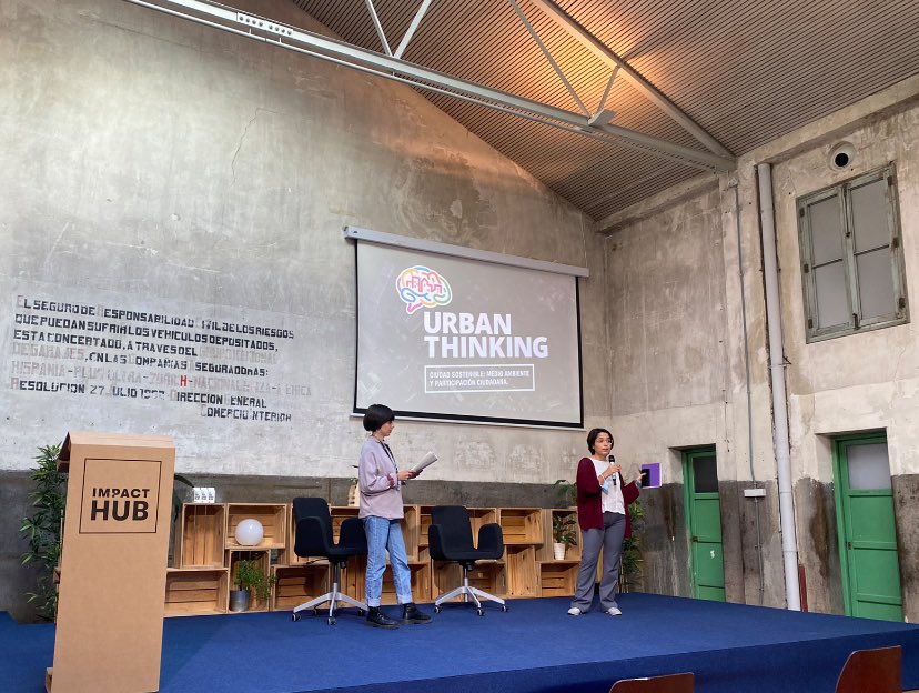 ImpactHubMAD's tweet photo. Hemos comenzando con el evento: #UrbanThinking "Ciudad Sostenible: medio ambiente y participación ciudadana" junto a @DCNMadrid https://t.co/YfXbBm4qmI
