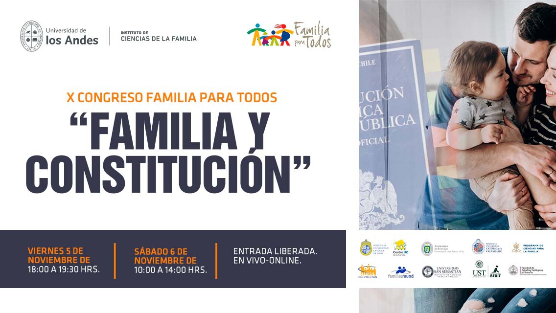 Expertos nacionales e internacionales abordarán la temática de familia desde varios enfoques: familia y educación; vulnerabilidad social y; familia y bien común. Todos estos temas dentro del contexto de “FAMILIA Y CONSTITUCIÓN”.
inscripciones: bit.ly/3GlfBDL
