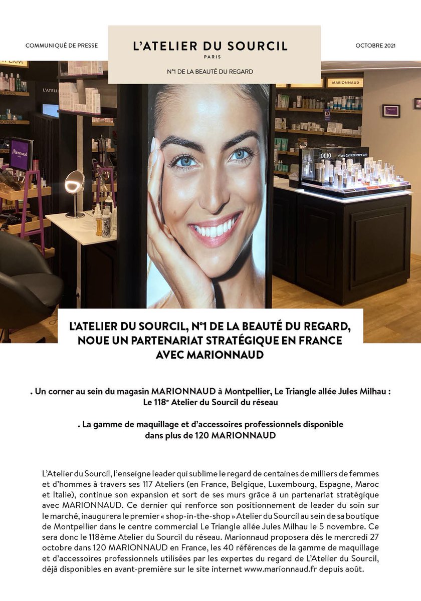 ievagroup's tweet photo. L’Atelier du Sourcil noue un partenariat stratégique avec @Marionnaud_Fr 👏 

En plus de ses 118 Ateliers, L’Atelier du Sourcil sort de ses murs pour sublimer le regard des hommes et femmes à travers toute la France avec Marionnaud. 

#beauty #tech #tech4good #brow https://t.co/XyFUI2RyCa