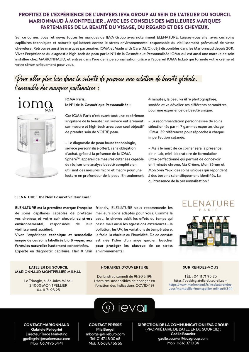 L’Atelier du Sourcil noue un partenariat stratégique avec @Marionnaud_Fr 👏 

En plus de ses 118 Ateliers, L’Atelier du Sourcil sort de ses murs pour sublimer le regard des hommes et femmes à travers toute la France avec Marionnaud. 

#beauty #tech #tech4good #brow