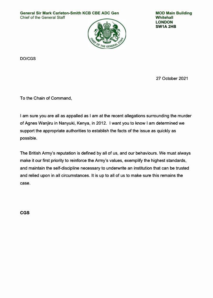 My message to the Chain of Command on allegations surrounding the actions of British Army personnel in Kenya during 2012. <a href="/BritishArmy/">British Army 🇬🇧</a>