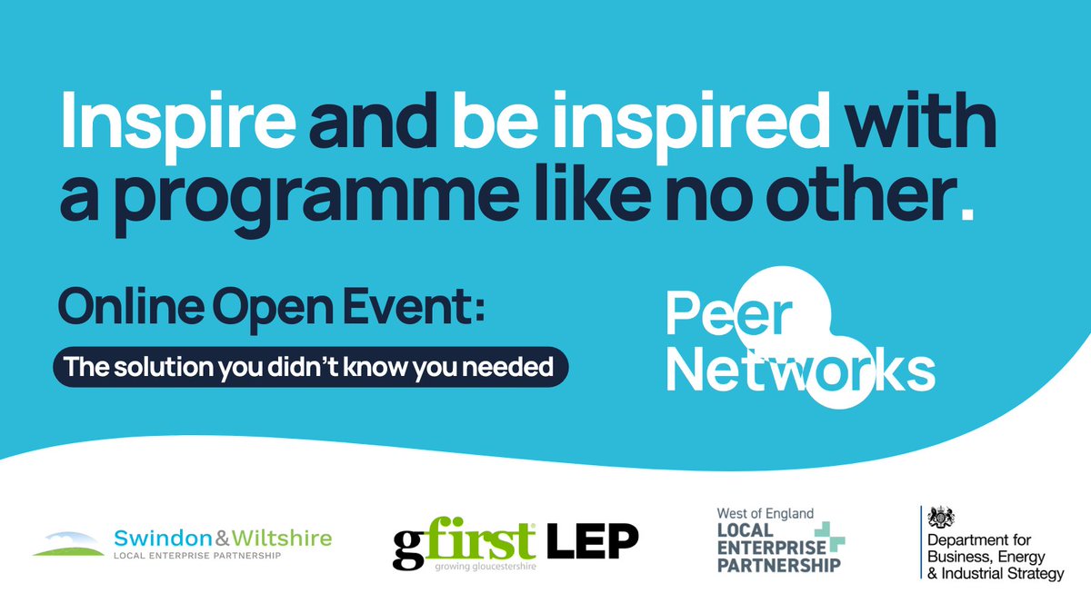 1 Week to go till our #Online #Open #Event - Peer Networks: the solution you didn't know you needed!

A unique, #free support programme exclusively for SME business leaders.

Join us to learn more about #PeerNetworks

Register here - bit.ly/PNEVENT_SWLEP