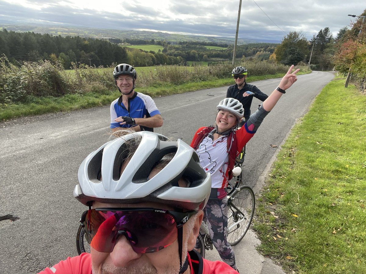 DrMikeMckean's tweet photo. Day 4 #ridefortheirlives Chesterfield to Harrogate. Hilly ride through some amazing Yorkshire countryside. We must do better at city cycle paths - Sheffield 3 Leeds1! Tired leds but a fab group to keep our spirits up. @GreatNorthCH @NorthNetChild @Newcastle_NHS @bodgoddard https://t.co/z9phrOLGSE