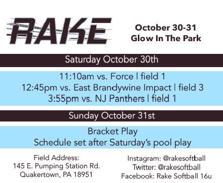 rakesoftball's tweet photo. 16u back in action for their last tournament of the fall season! Take a look at our schedule, and we hope to see you out there! #RakeEm 🥎 https://t.co/CWOe0PjXeE